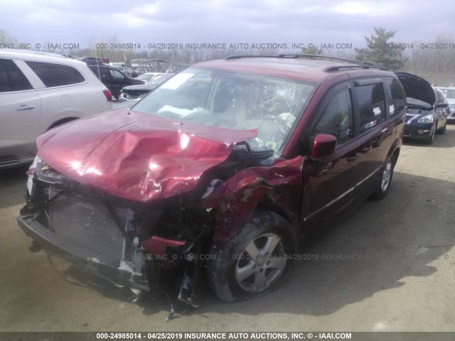 1D8HN54P88B167832 - 2008 DODGE GRAND CARAVAN SXT RED photo 2