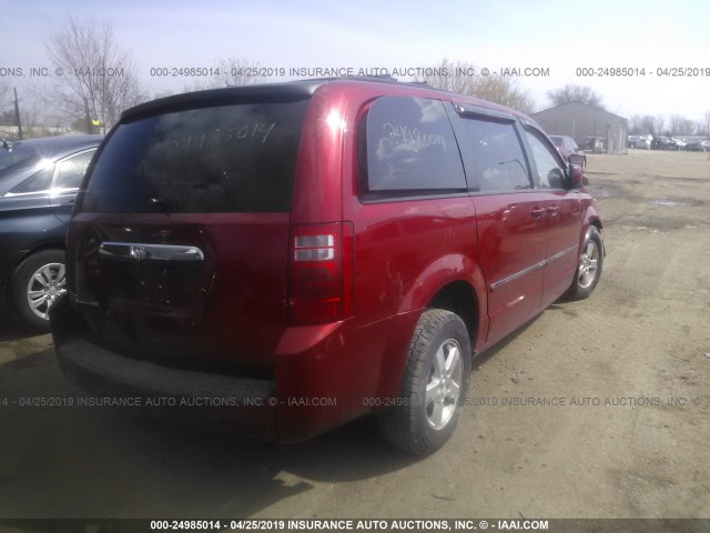 1D8HN54P88B167832 - 2008 DODGE GRAND CARAVAN SXT RED photo 4