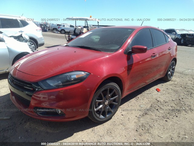 1C3CDFBB8GD680238 - 2016 DODGE DART SXT RED photo 2