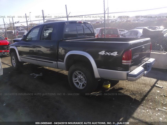 1D7HG48N33S190736 - 2003 DODGE DAKOTA QUAD SLT BLACK photo 3