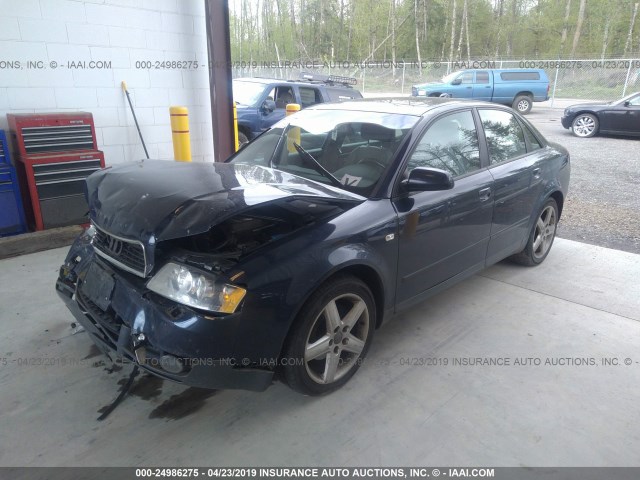 WAULC68E54A055354 - 2004 AUDI A4 1.8T QUATTRO BLUE photo 2