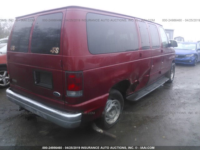 1FMRE11L42HB20925 - 2002 FORD ECONOLINE E150 WAGON MAROON photo 4