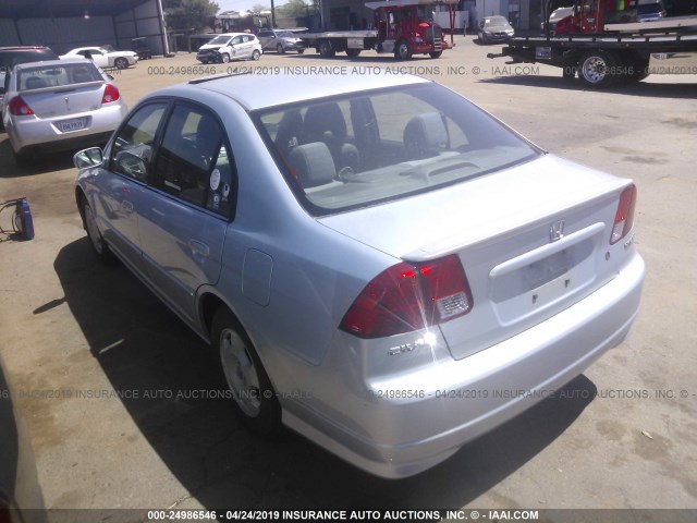 JHMES96655S005074 - 2005 HONDA CIVIC HYBRID BLUE photo 3