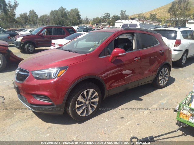 KL4CJASB0KB721161 - 2019 BUICK ENCORE PREFERRED RED photo 2