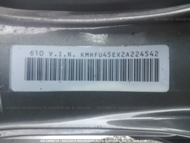 KMHFU45EX2A224542 - 2002 HYUNDAI XG 350 GRAY photo 9