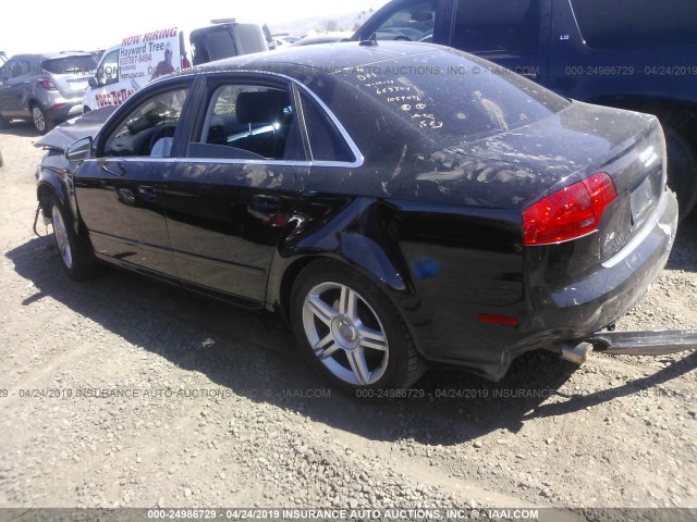 WAUAF78E08A009599 - 2008 AUDI A4 2.0T BLACK photo 3