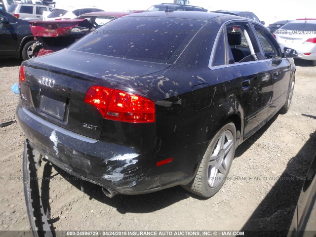 WAUAF78E08A009599 - 2008 AUDI A4 2.0T BLACK photo 4