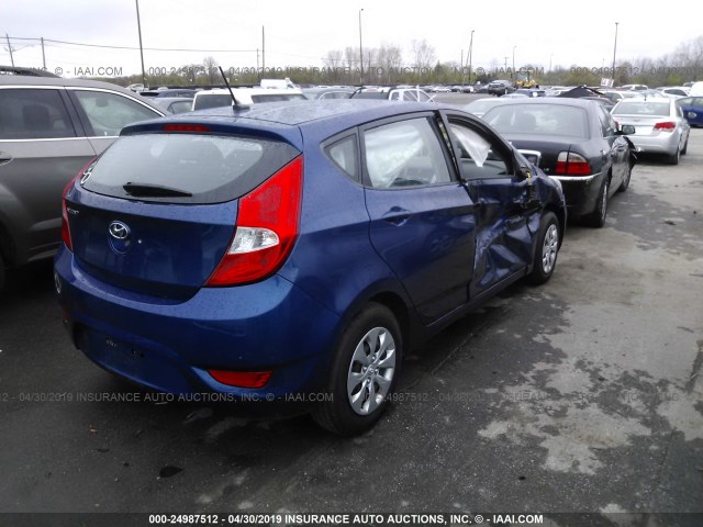 KMHCT5AE0FU213457 - 2015 HYUNDAI ACCENT GS BLUE photo 4