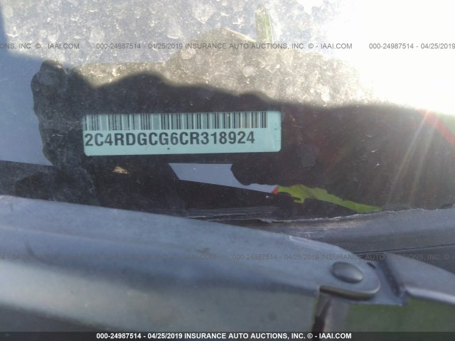 2C4RDGCG6CR318924 - 2012 DODGE GRAND CARAVAN SXT GRAY photo 9