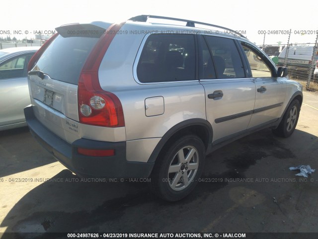 YV1CZ91H441066864 - 2004 VOLVO XC90 T6 SILVER photo 4