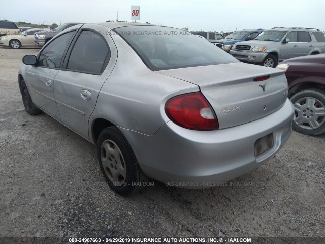 1P3ES46C2YD792777 - 2000 PLYMOUTH NEON LX SILVER photo 3