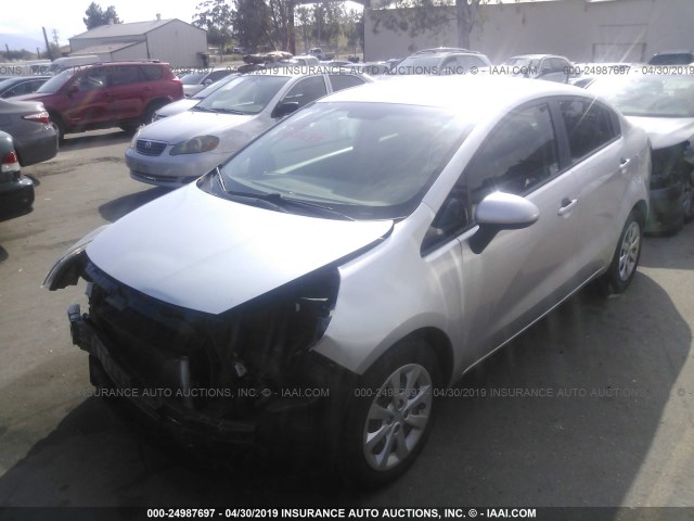 KNADM4A33D6226006 - 2013 KIA RIO LX SILVER photo 2