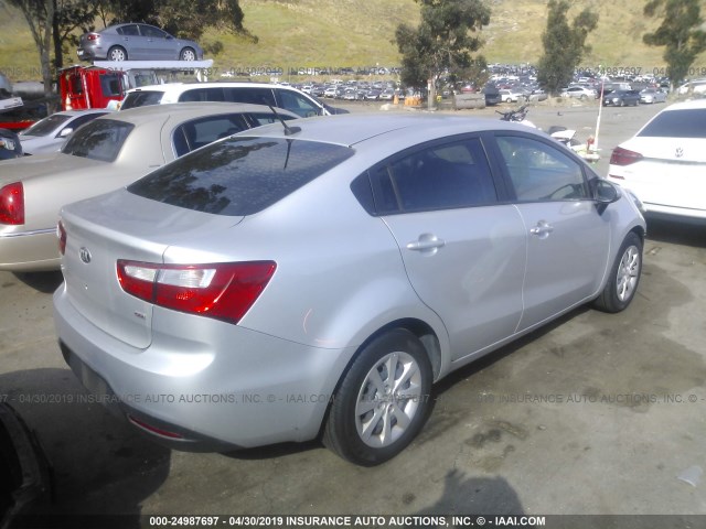 KNADM4A33D6226006 - 2013 KIA RIO LX SILVER photo 4