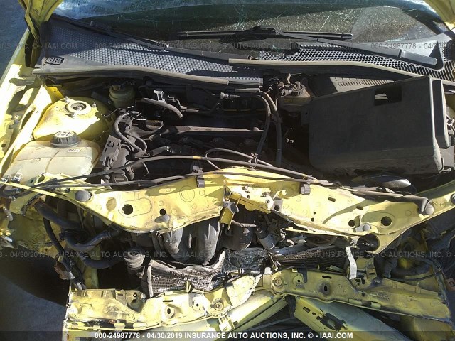 3FAFP31N05R147160 - 2005 FORD FOCUS ZX3 YELLOW photo 10