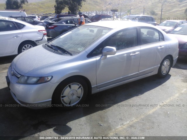 JHMFA36206S005647 - 2006 HONDA CIVIC HYBRID SILVER photo 2