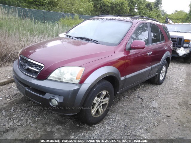 KNDJC733845236561 - 2004 KIA SORENTO EX/LX RED photo 2