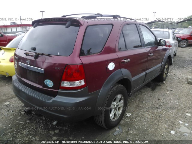 KNDJC733845236561 - 2004 KIA SORENTO EX/LX RED photo 4