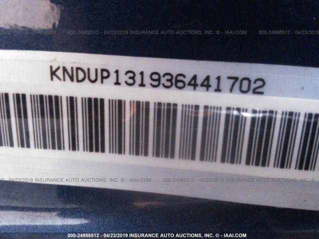 KNDUP131936441702 - 2003 KIA SEDONA EX/LX BLUE photo 9