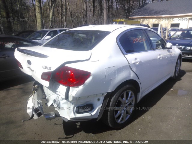 JN1CV6AR5DM753684 - 2013 INFINITI G37 WHITE photo 4