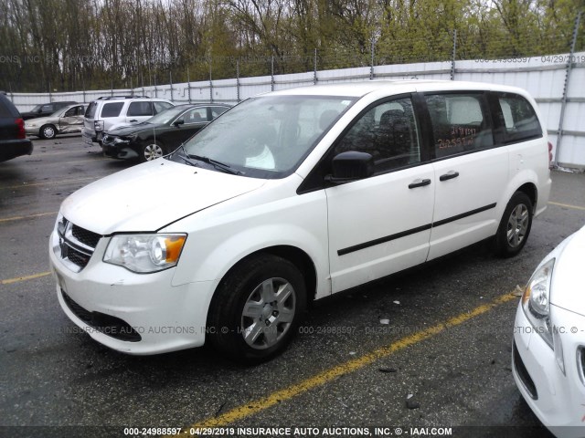 2C4RDGBG1DR506060 - 2013 DODGE GRAND CARAVAN SE WHITE photo 2