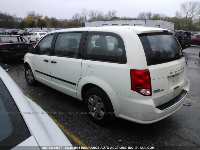 2C4RDGBG1DR506060 - 2013 DODGE GRAND CARAVAN SE WHITE photo 3