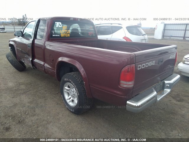 1B7GG42N62S520298 - 2002 DODGE DAKOTA SLT MAROON photo 3