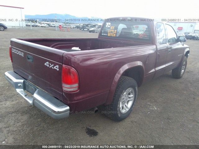 1B7GG42N62S520298 - 2002 DODGE DAKOTA SLT MAROON photo 4