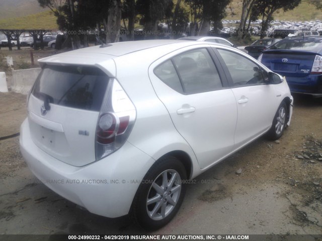 JTDKDTB37E1076158 - 2014 TOYOTA PRIUS C WHITE photo 4