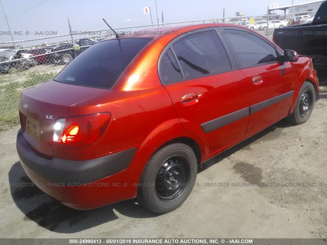 KNADE223096499086 - 2009 KIA RIO LX/SX ORANGE photo 4