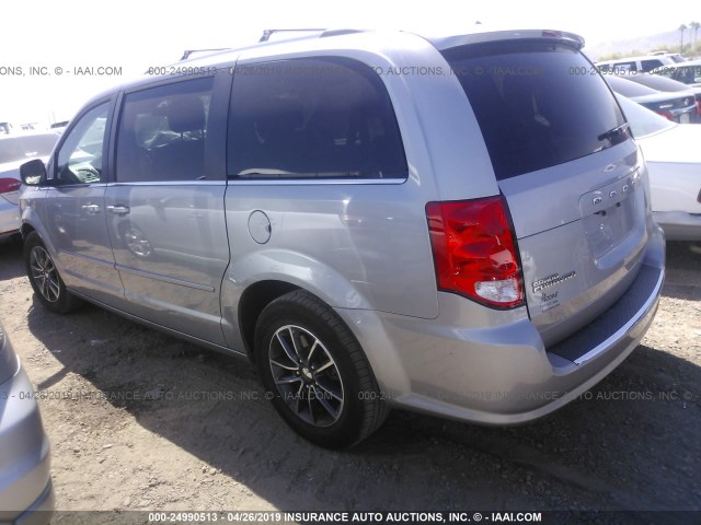 2C4RDGCG3HR857993 - 2017 DODGE GRAND CARAVAN SXT SILVER photo 3