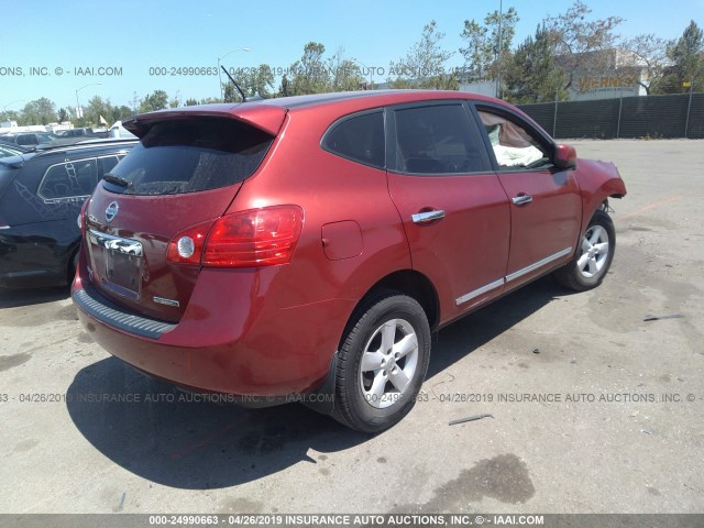 JN8AS5MT3DW001473 - 2013 NISSAN ROGUE S/SV RED photo 4