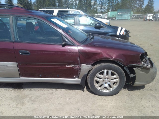 4S3BH665917602315 - 2001 SUBARU LEGACY OUTBACK BURGUNDY photo 6