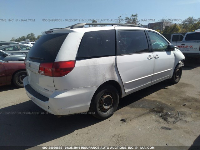 5TDZA23CX4S085258 - 2004 TOYOTA SIENNA CE/LE WHITE photo 4