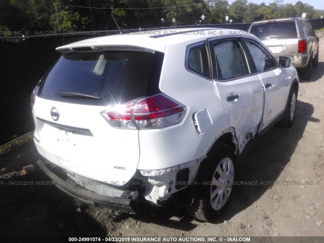 KNMAT2MV4GP691239 - 2016 NISSAN ROGUE S/SL/SV WHITE photo 4