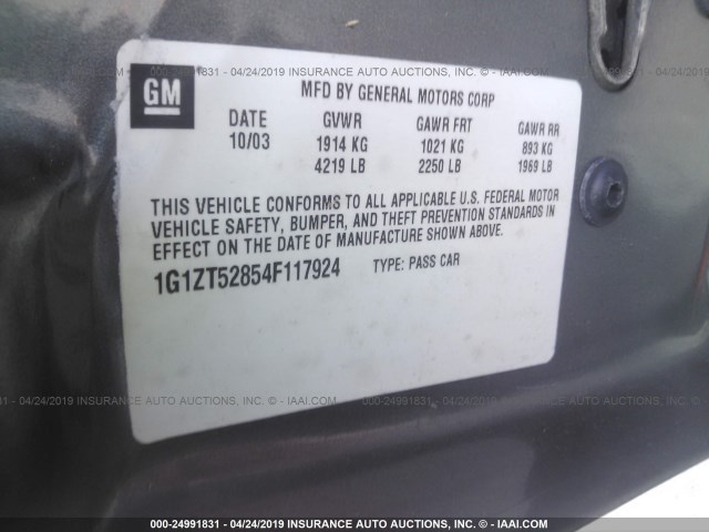 1G1ZT52854F117924 - 2004 CHEVROLET MALIBU LS BLACK photo 9