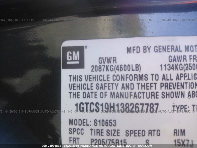 1GTCS19H138267787 - 2003 GMC SONOMA GREEN photo 9