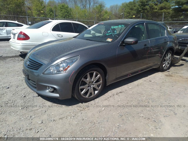 JN1CV6AR9DM757687 - 2013 INFINITI G37 GRAY photo 2