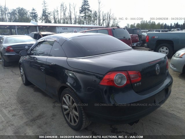 WVWFA71F27V019701 - 2007 VOLKSWAGEN EOS 2.0T LUXURY BLACK photo 3