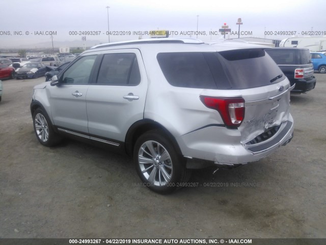 1FM5K8F88KGB10442 - 2019 FORD EXPLORER LIMITED SILVER photo 3