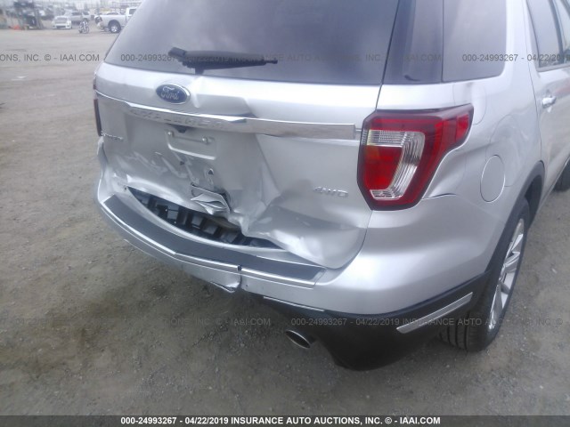 1FM5K8F88KGB10442 - 2019 FORD EXPLORER LIMITED SILVER photo 6