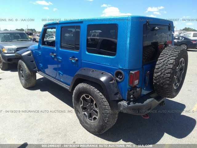 1C4HJWFGXGL108626 - 2016 JEEP WRANGLER UNLIMITE RUBICON BLUE photo 3