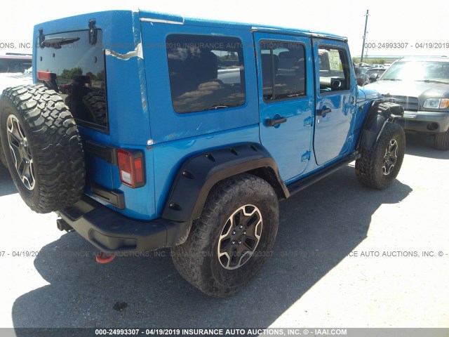 1C4HJWFGXGL108626 - 2016 JEEP WRANGLER UNLIMITE RUBICON BLUE photo 4