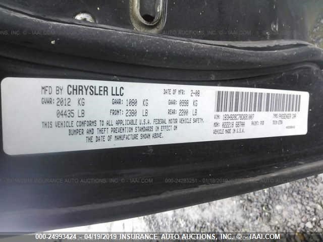 1B3HB28C78D691007 - 2008 DODGE CALIBER BLACK photo 9