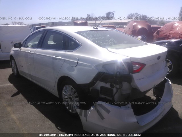 3FA6P0LUXER227973 - 2014 FORD FUSION SE HYBRID WHITE photo 3