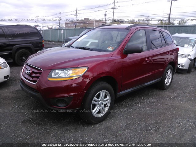 5XYZGDAB5BG005153 - 2011 HYUNDAI SANTA FE GLS RED photo 2