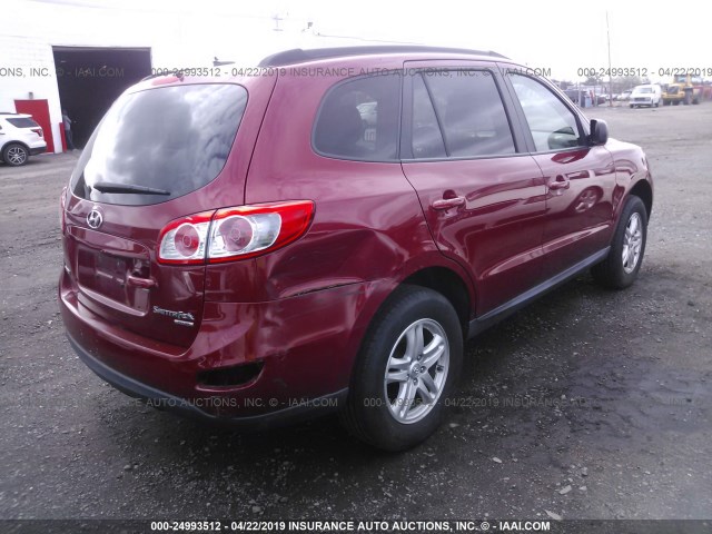 5XYZGDAB5BG005153 - 2011 HYUNDAI SANTA FE GLS RED photo 4