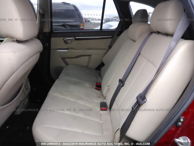 5XYZGDAB5BG005153 - 2011 HYUNDAI SANTA FE GLS RED photo 8