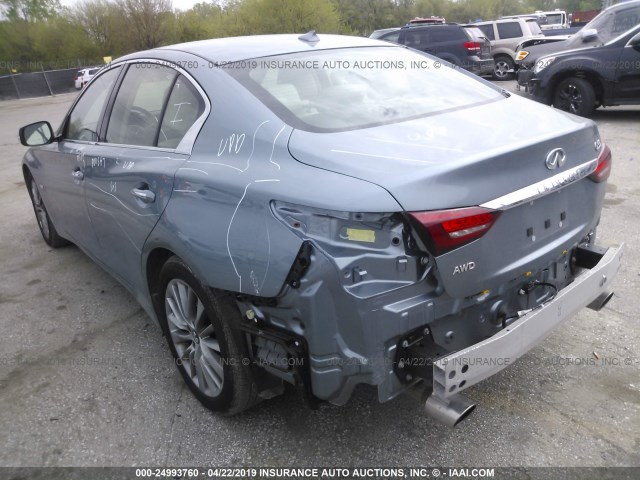 JN1EV7AR5KM550838 - 2019 INFINITI Q50 LUXE/SPORT Light Blue photo 3