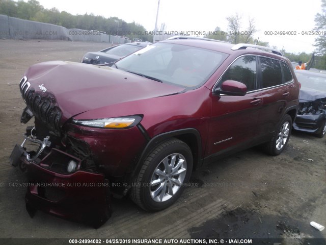 1C4PJMDS6GW211676 - 2016 JEEP CHEROKEE LIMITED RED photo 2