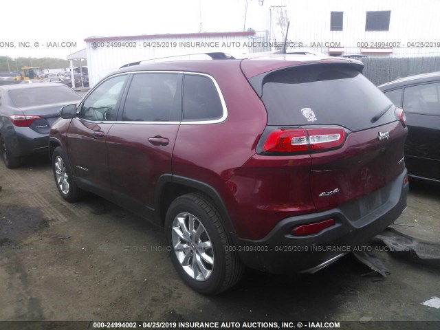 1C4PJMDS6GW211676 - 2016 JEEP CHEROKEE LIMITED RED photo 3